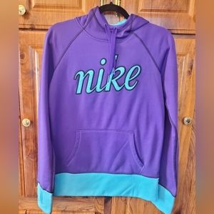 NIKE Purple and Turquoise Blue Thumb Hole Hoodie Size S